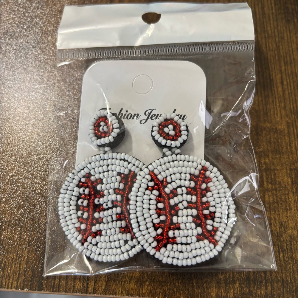 Beaded Baseball Earrings